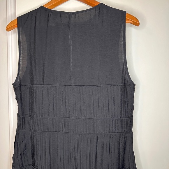 H&M Black Maxi Dress Sleeveless Pleated Tiered Casual Summer Dress Women's M - Picture 2 of 9